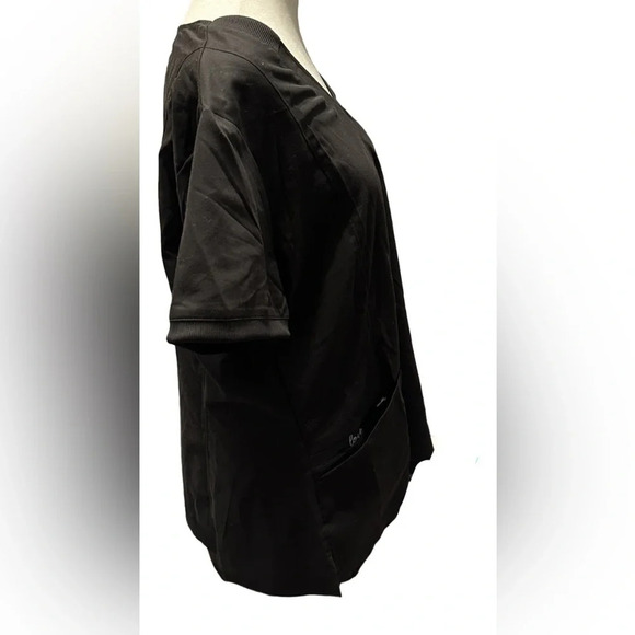 Grey’s Anatomy 4 Pocket Vneck Love Zipper Top Scrub Black Size XL - Picture 4 of 7